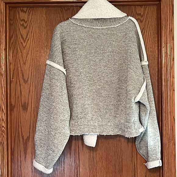 Free People XL Josephine Fleece Sherpa Lined Jacket in Gray - Picture 2 of 10